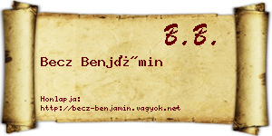 Becz Benjámin névjegykártya