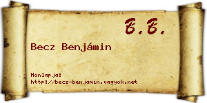 Becz Benjámin névjegykártya